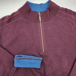 Tommy Bahama Flipshore Reversible Half-Zip Pullover Burgundy Blue Men XXL‎